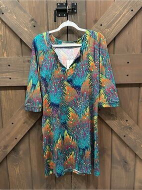 Tracy Negoshian Teal Multi-Color Printed Top